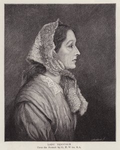 Muotokuva Emily Tennysonista, Lady Tennysonista, englantilaisen runoilijan palkitun Alfredin, Lord Tennysonin vaimosta (litho) tekijältä George Frederick (after) Watts