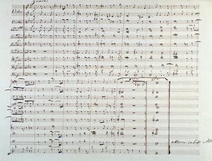 Englanninkielisen saksalaisen säveltäjän George Frederick Händelin (Georg Friedrich Handel) partituurin "The Messias" (Messias) avaussivu