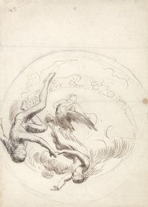 Tutkimus pyöreälle kattokoristeelle (kynä & ruskea muste ja grafiitti) tekijältä George Frederick Watts