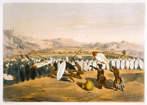 Umpanda arvioi joukkojaan Nonduengissa, 1849 tekijältä George French Angas