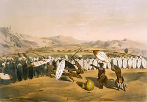 Umpanda arvioi joukkojaan Nonduengissa, levy 12 The Kafirs Illustratedista, 1849 tekijältä George French Angas