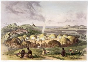 "Zulu Kraal lähellä Umlazia, Natal", 1849