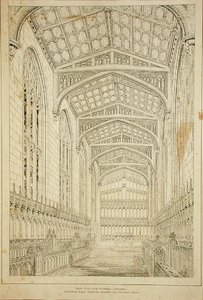 New College Chapel: Sisäkuva, jossa esitetään ehdotetun katon suunnitelmat