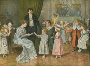 Kahdestoista yö: lastenjuhlat. Arpajaiset kahdennentoista yön hahmoille tekijältä George Goodwin Kilburne