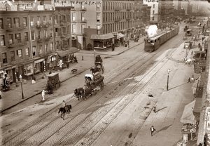 Eleventh Avenue ja New York Central Railroad, kirjoittanut Bain, George Grantham (1865-1944). Albumin Photo, c. 1911. Yksityinen kokoelma