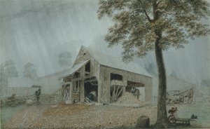 Rainstorm, Cider Mill, Redding, Connecticut, n. 1840 (akvarelli ja guassi valkoisella kudospaperilla)