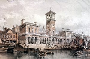 Billingsgate Wharf ja Market, Lontoo, 1851 tekijältä George Hawkins