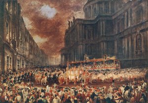 Kuningatar Victorian ensimmäinen valtiovierailu Lontoon Cityyn vuonna 1837 tekijältä George Hayter
