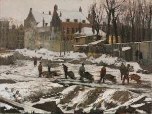Rakennustyömaa Amsterdamissa, n. 1902. tekijältä George Hendrik Breitner