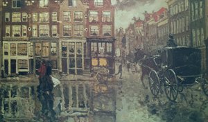Leidsche Squaren kulma, Amsterdam (öljy) tekijältä George Hendrik Breitner