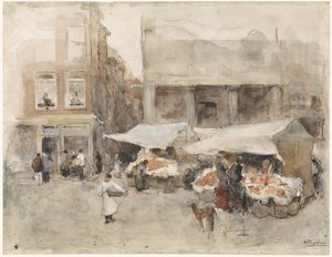 Markkinat kukkakojuilla tekijältä George Hendrik Breitner