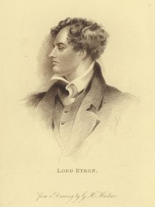 Lord Byronin muotokuva (kaiverrus) tekijältä George Henry (after) Harlow