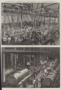 Stephensonin veturimanufactory Newcastle-on-Tynessä tekijältä George Henry Andrews