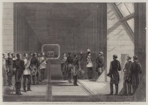 Walesin prinssi sulkee Victoria Tubular Bridgen viimeisen niitin St Lawrencen yli tekijältä George Henry Andrews