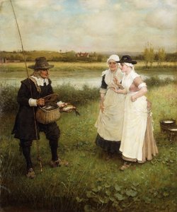 Isaac Walton and the Milkmaids, 1888 tekijältä George Henry Boughton