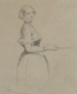 Nuoren naisen muotokuva, 1856 (grafiitti ruskean kudospaperille)