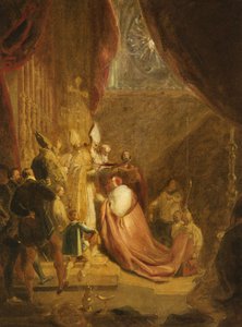 Wolsey vastaanottaa Cardinalsin hatun Westminster Abbeyssa tekijältä George Henry Harlow