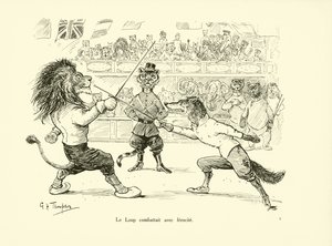 Le Loup combattait avec ferocite (litografia) tekijältä George Henry Thompson