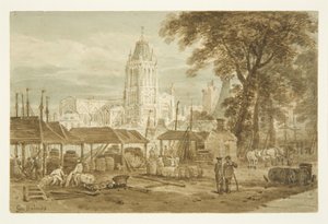 St Mary Redcliffe -kirkko Welsh Backista (kynä ja akvarelli paperille) tekijältä George Holmes