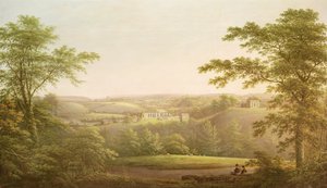Easby Hall ja Easby Abbey Richmondin kanssa Yorkshiressa taustalla, n. 1790-1810