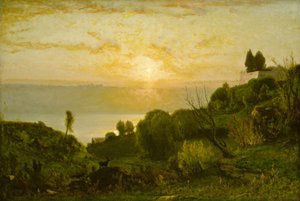 Lake Albano, auringonlasku, n. 1874. tekijältä George Inness