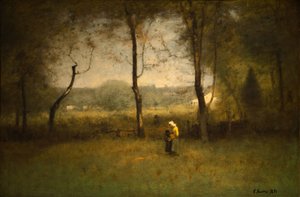 Puunkerääjät, syksyinen iltapäivä tekijältä George Inness