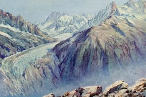 Mer De Glace La Flegerestä (väri litho)