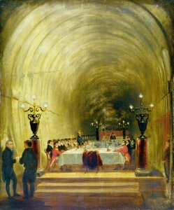 Banketti Thamesin tunnelissa, noin 1827.