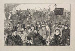 The Living Stream at London Bridge - On the Bridge, 1863. tekijältä George Louis Palmella Busson Du Maurier