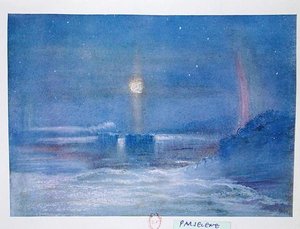 Etelämanner, piirros Sir Ernest Shackletonin (1874-1922) teoksesta "Nimrod in the Antarktic 1907-09" tekijältä George Marston
