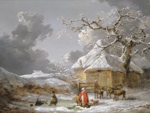 A Fall on the Ice (öljy kankaalle) tekijältä George Morland