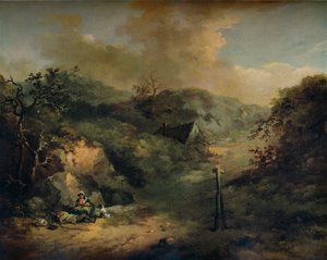 Kukkulanrinteessä kulkurit lepäämässä, c1793 tekijältä George Morland