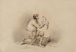 Kalastaja pitelee kalaa tekijältä George Morland