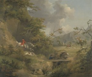 Ketunmetsästys mäkisessä maassa (öljy kankaalle) tekijältä George Morland