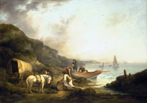 Salakuljettajien liikenne rannikolla. George Morlandin (1763-1804) öljy kankaalle 1800-luvun alussa. tekijältä George Morland