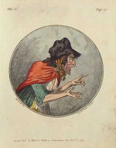 Sarjakuva vanhasta naisesta, kaivertanut Isaac Cruikshank
