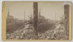 Stereografinäkymä Clark Streetille Chicagon palon 1871 jälkeen tekijältä George N. Barnard