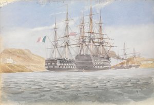 Charlemagne ja Trafalgar lähtevät Port Mahonista Firebrandin hinauksessa.