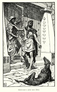 Odysseia: Odysseus ja hänen koiransa (kaiverrus)