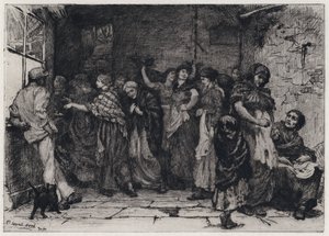 Palkkapäivä puuvillatehtaassa (etsaus) tekijältä George Percy Jacomb Hood