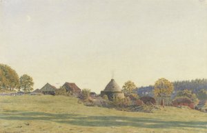 Brickfield at Pitland Street, Surrey (musta lyijy, wc ja vartaloväri paperilla) tekijältä George Price Boyce