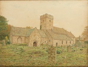 Pyhän Illydin kirkon kaksoiskirkko Llantwit Majorissa, Glamorganshire (akvarelli) tekijältä George Price Boyce