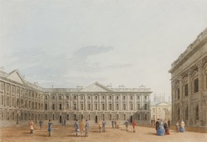 Peckwater Quad etsii itään, Christ Church, Oxford, 1850 (muste ja wc paperilla)