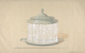 Suunnittelu lasilaatikolle, jossa on hopeapohja ja kansi, 1820-65. tekijältä George Richards Elkington