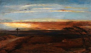 Maisema auringonlaskun aikaan