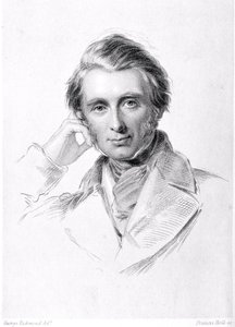 Francis Hollin (1815-84) kaivertama John Ruskinin (1819-1900) muotokuva tekijältä George Richmond