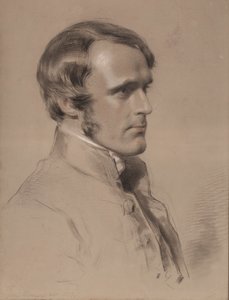 Pastori John Jackson, 1853 (musta, punainen ja valkoinen liitu paperille)