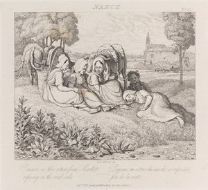 Talonpojat, jotka palaavat markkinoilta, Nancy, noin 1821 (etsaus)