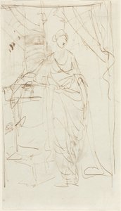 Tyylikäs nainen klassisessa asussa [etupuoli] tekijältä George Romney