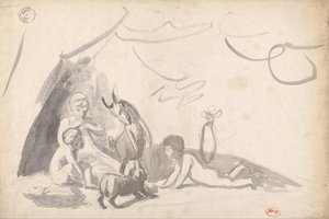 Lapset vuohen ja koiran kanssa tekijältä George Romney